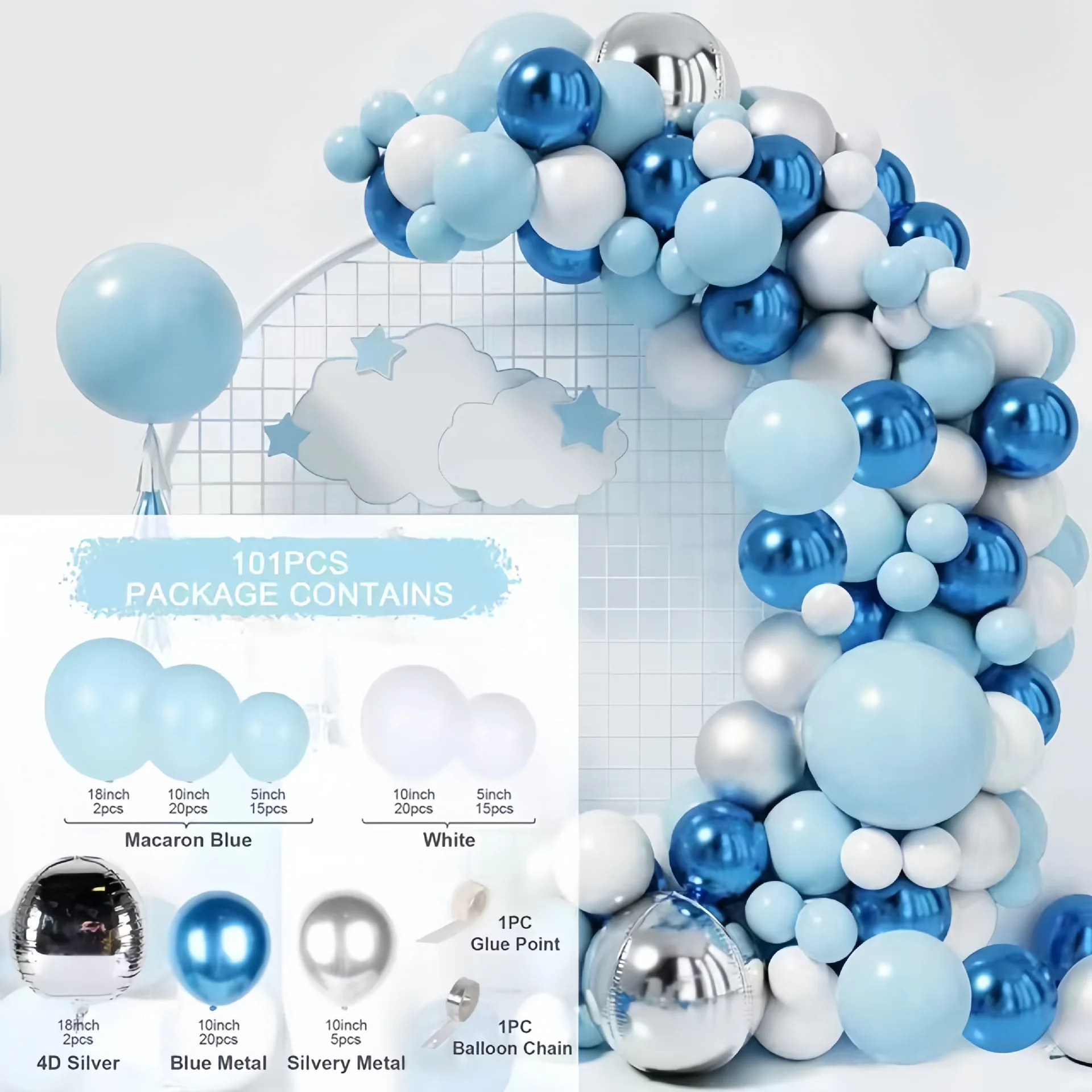 110+pcs Blue Balloon Garland Arch Kit Wedding Baby Boy Birthday Decoration Party Balloons For Baby Shower Ocean Blue Balloon