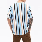 Stripe OEM Wholesale Top Short Sleeve Branded Spandex Vintage Vertical Stripe Oversized Men T Shirt