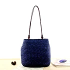 Bag Fashion Handwoven Women Beach Straw Shoulder Bag Wooden Bead