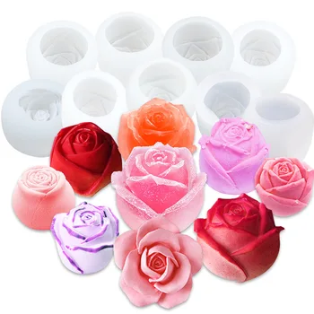 3d rose flower silicone fondant mold DIY craft resin mold cake candle soap making mousse cake and chocolate mold