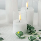 White Candle Best Seller Set Of 5 Home Decoration Pillar White Glass Led Candle