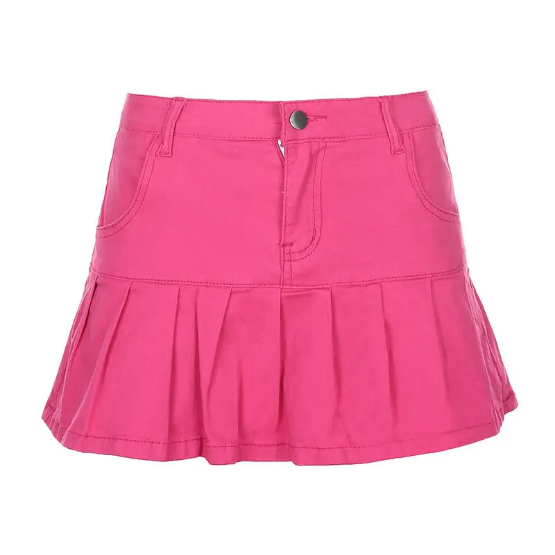 2023 Womens Denim Summer Fashion High Waist Pleated Bottom Mini Skirts Skinny Ruffles Short Jean Falda Blue Jeans Skirt
