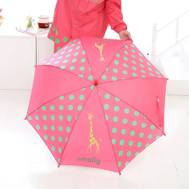 DD1452   Summer Printing Cartoon Animal Umbrella For Kids Long Hand Straight Advertising Umbrella Rainy Sun Umbrellas