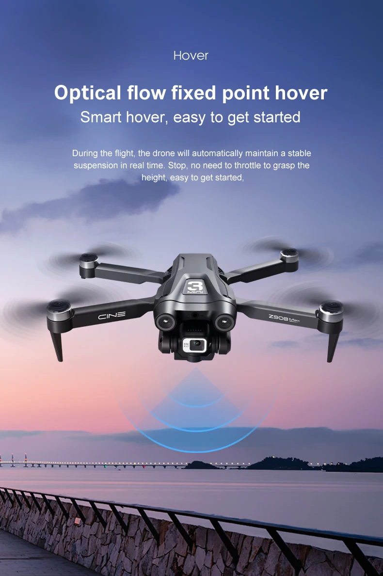 Drone professionnel Z908 Pro / MAX 8K avec ESC, localisation par flux