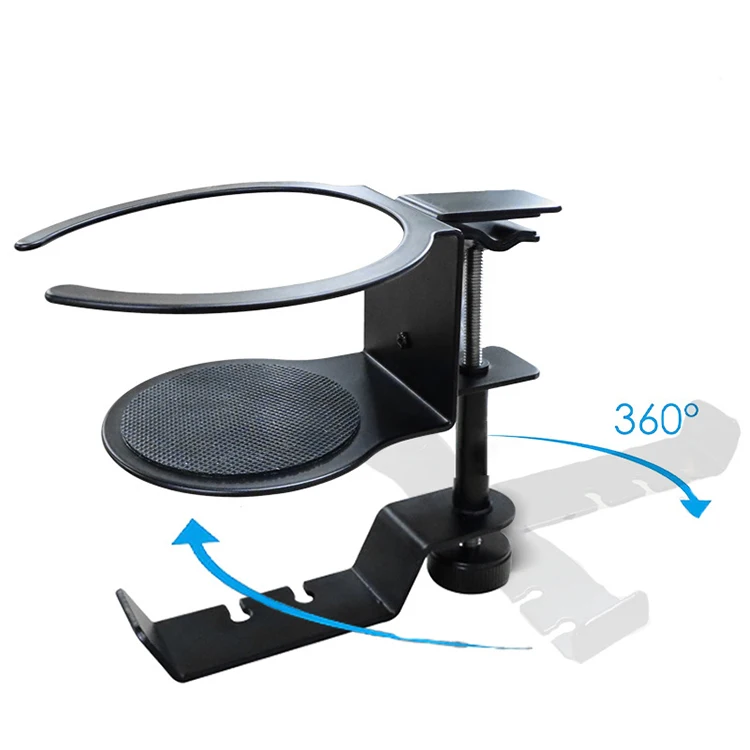 PC Gaming Office Headphone Hook Desk Stand Under Table Clamp Hanger Mount Built in Organizer Foldable Headset Holder
