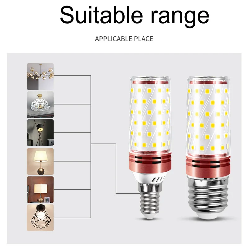 China factory direct led bulb E27 corn lamp E14 screw 220V household energy-saving tricolor dimming 12W16W