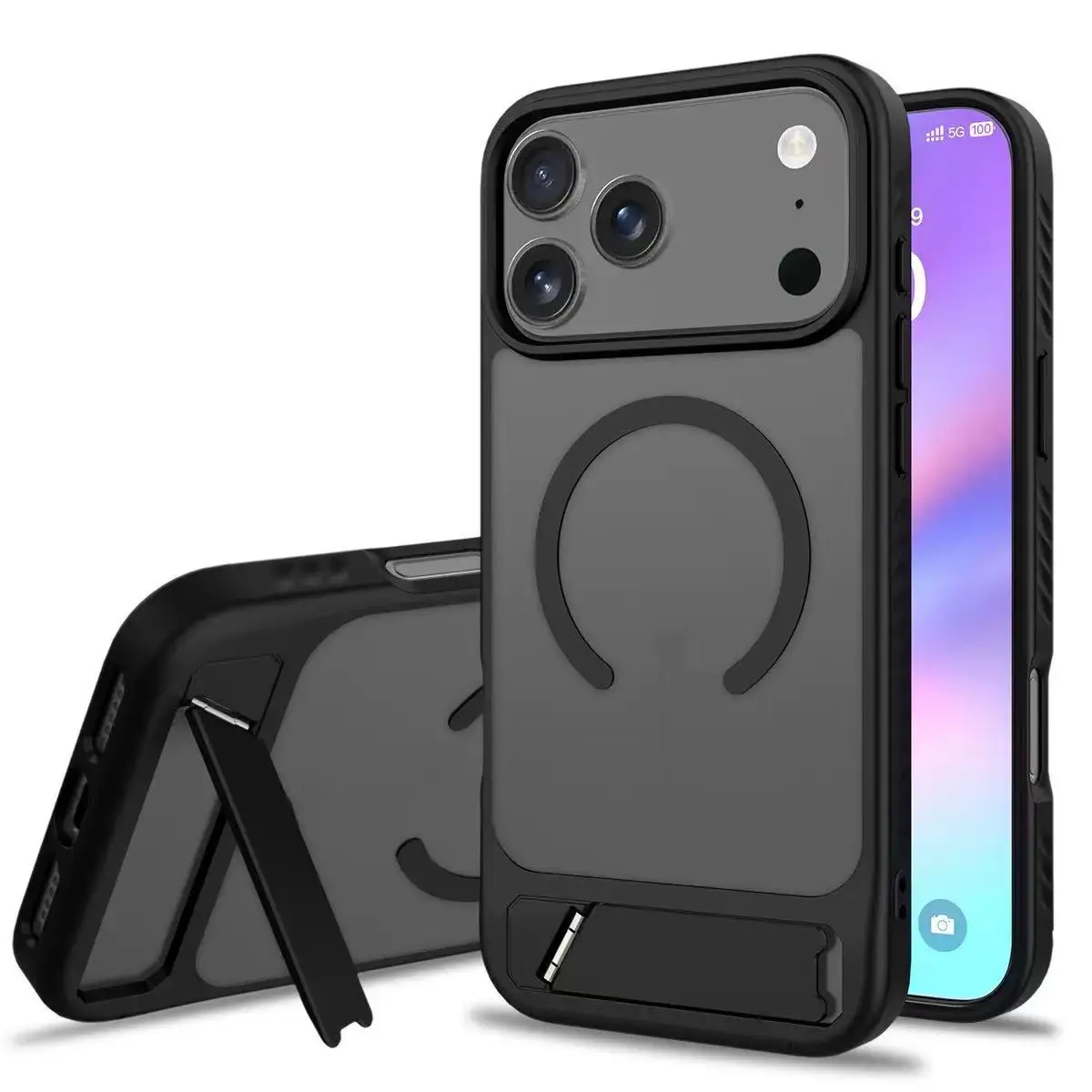 product laudtec 2 in 1 magnetic stand with skin feel protective case for iphone 17-4