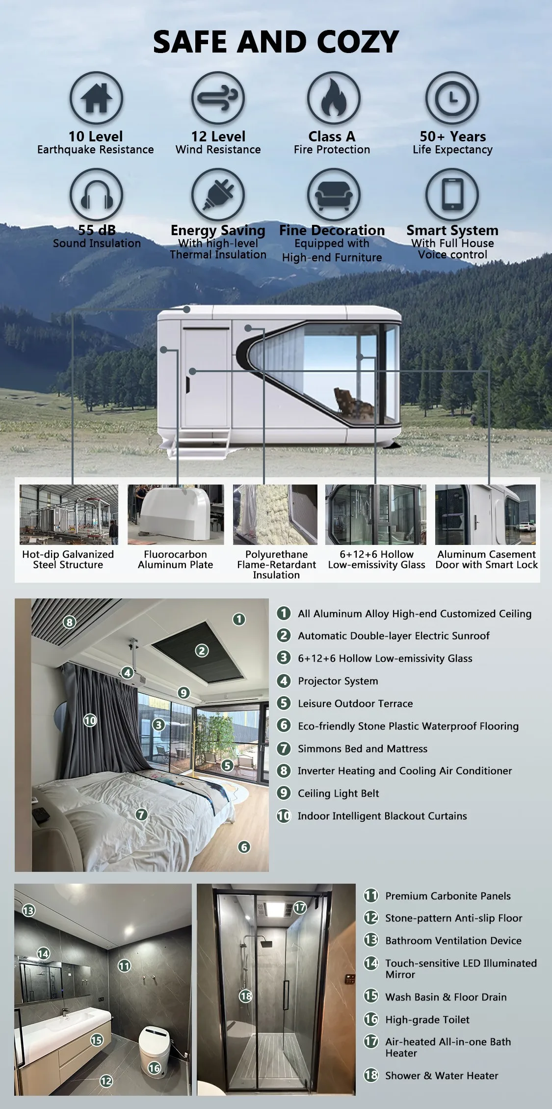 Modern Luxury Prefab Hotel House Tiny Container Mobile Space for Villa Apartment Steel Material Capsule Hotel supplier