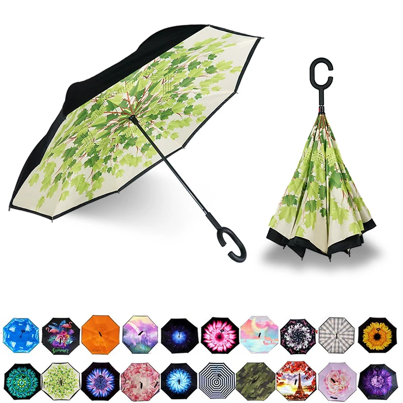 Reverse C Handle  Wholesale Customized Inside Out Fashion Supplier Windproof Umbrella For Gift