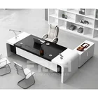 Office Desk Customized Modern High Glossy White Office Table Luxury Office Desk With Side Cabinet