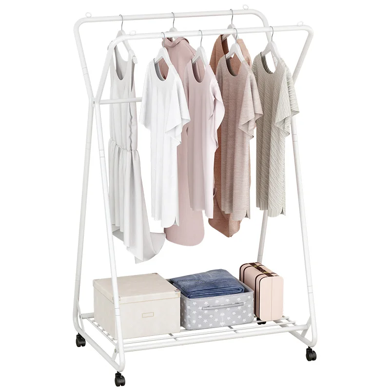 factory direct sale double role hanging rack with multi storage function for small rooms laundry metal coats clothes drying rack