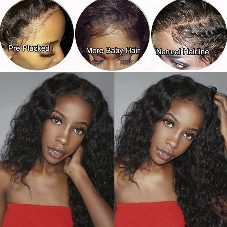 Hair Extensions Wigs,Unprocessed Virgin 250 Density Hd Lace Human Hair Wig,Water Wave Glueless Half Lace Wigs In Bulk