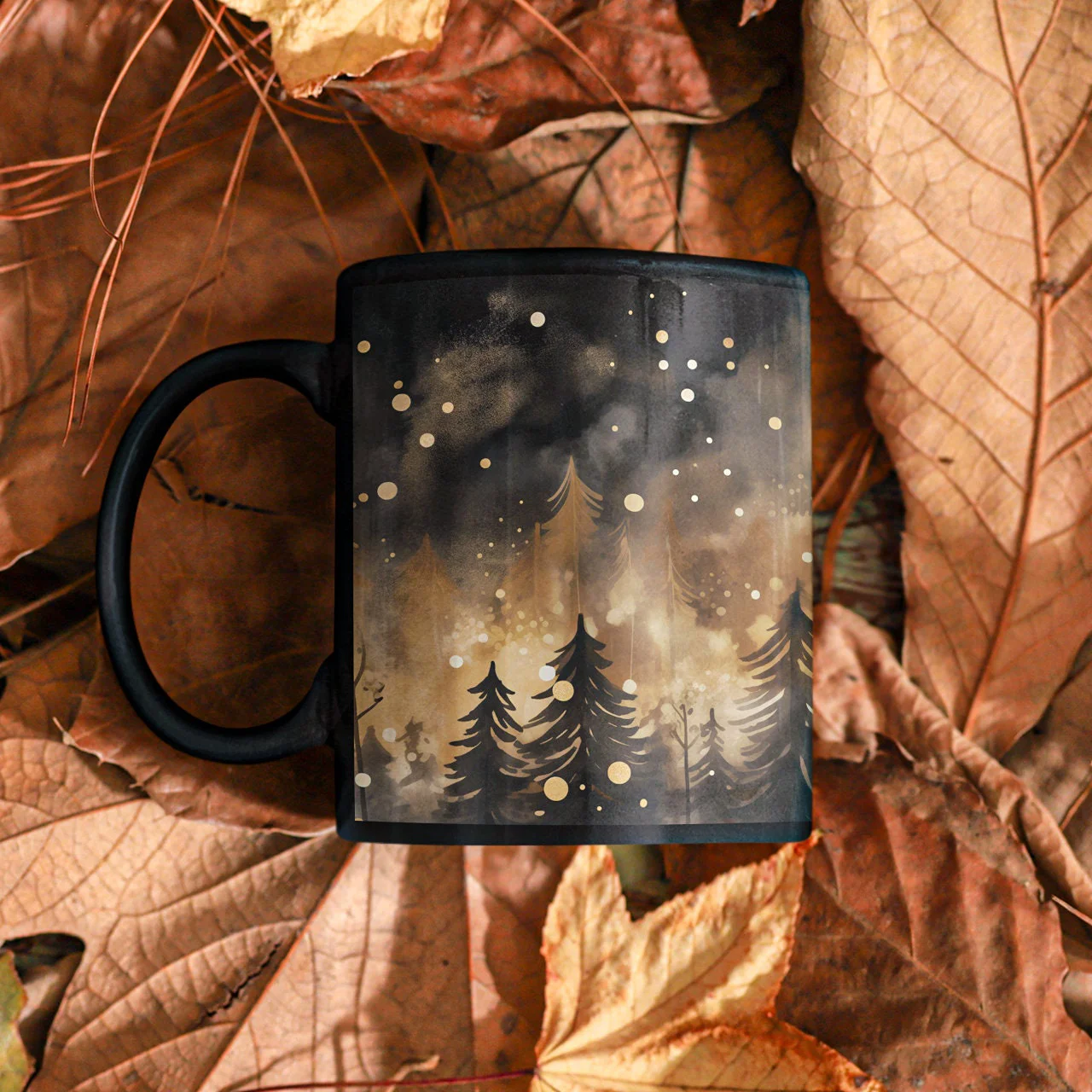 Color Changing Mug Golden Nature Design Disappearing Photo Magic Heat Sensitive Coffee Mug