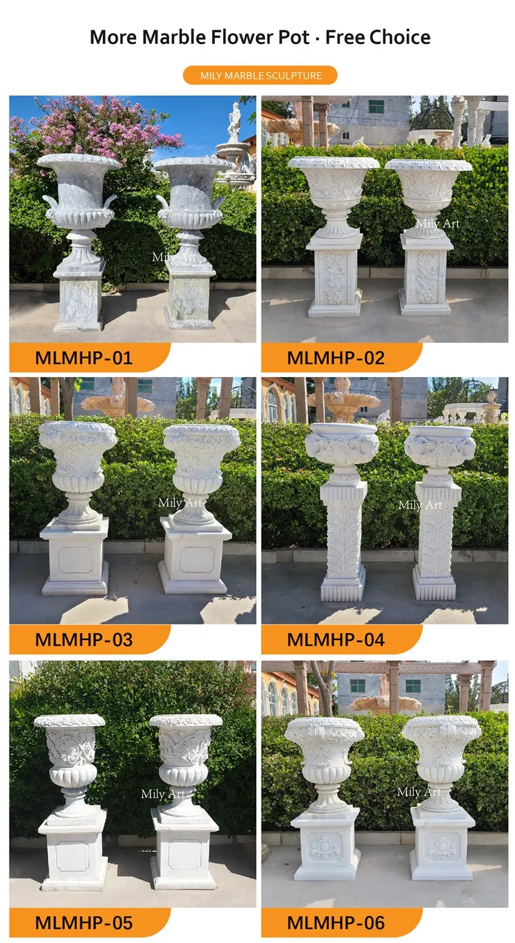  Large Marble Flower Pots Planters