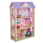 Doll House Wooden Dolls 2021 Luxury Children Kids Girls Wood Big Dollhouse Doll House Toy Set With 13pcs Furnitures