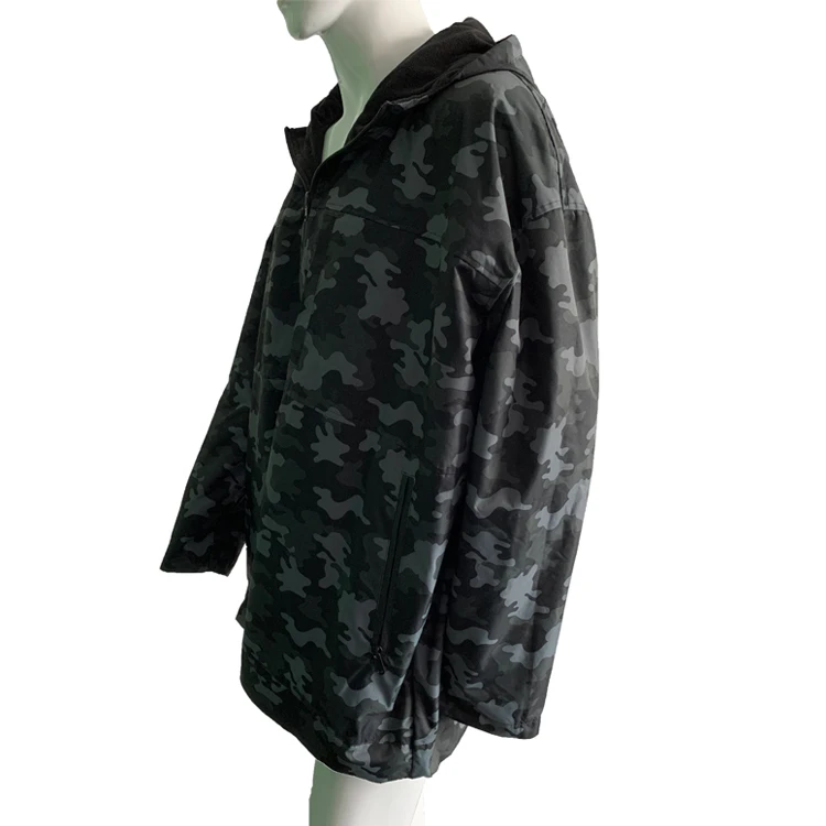 waterproof fleece lined jacket reversible camo beach camping hooded jacket