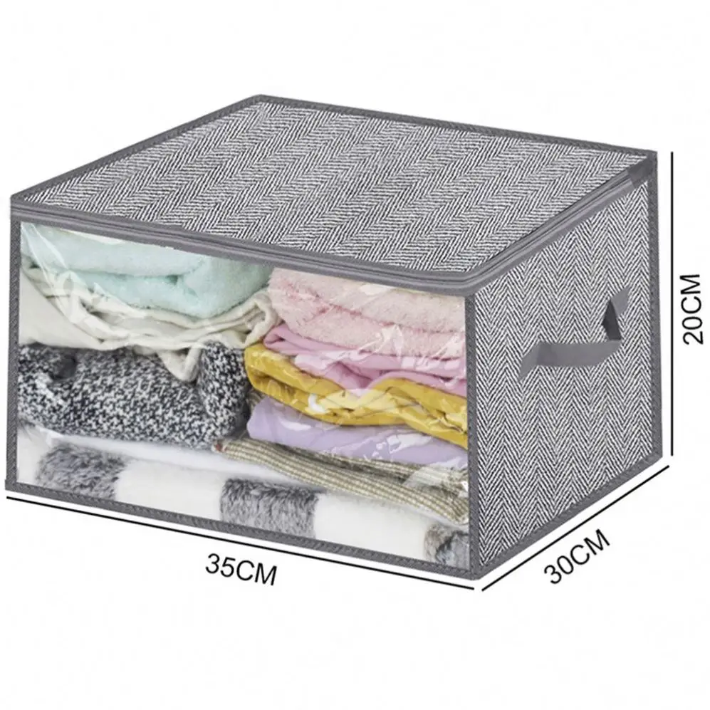 High Quality Printing Non-woven Fabric Clothes Storage Containers with Reinforced H-types Handles