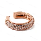 Diamond Earrings Gemnel Silver Jewelry Gold Single Dome Pave Diamond Ear Cuff Earrings