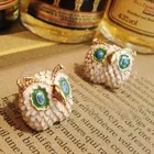 Owl Earrings Earrings European And American Retro Small Cute Painted Big Eyes Owl Earrings