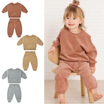 Infant Baby Suit 2021 Autumn Winter Girl Set Warm Baby Shirt+Pants 2pcs Newborn Baby Clothes Causal Suit