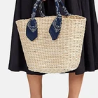 Batik Hand Bag Straw Tote Bag High Quality Designer Batik Winding Handle Maize Hand Woven Women Tote Straw Beach Bag