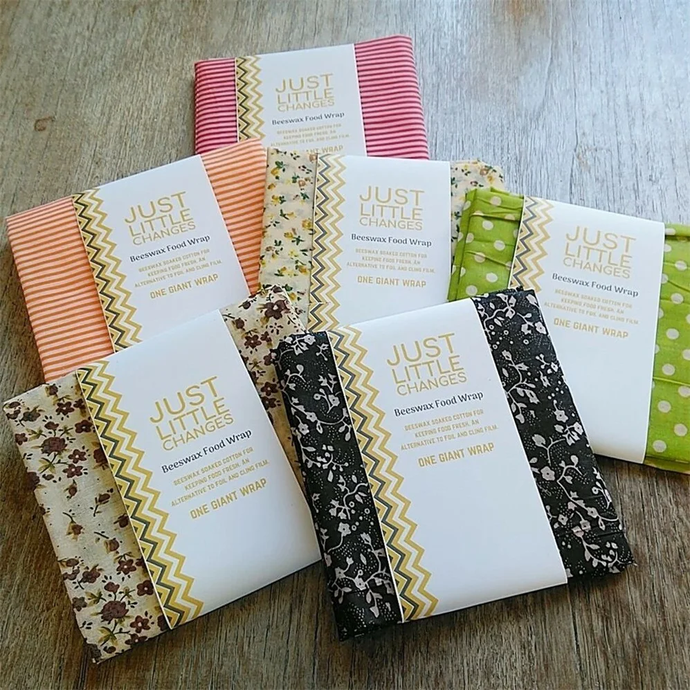 Zero Waste Eco Friendly Vegan Beeswax Food Wrap Reusable Custom Printed