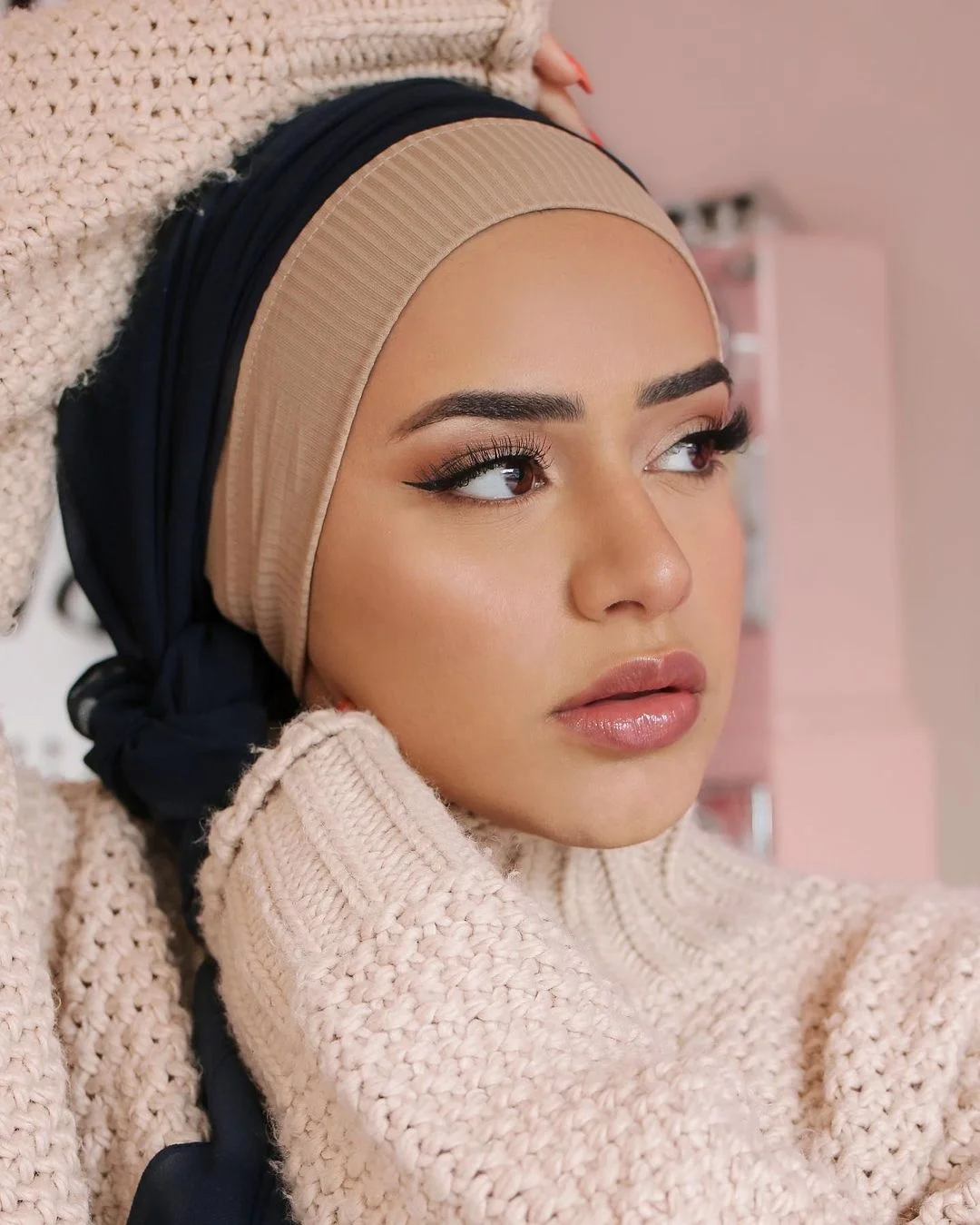 Fancy Ribbed Jersey Hijab Cap Under 