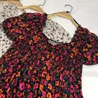 Fat Dress New Women's Short Sleeve Square Neck Plus Fat Elastic Casual Flower Off Shoulder Long Dress