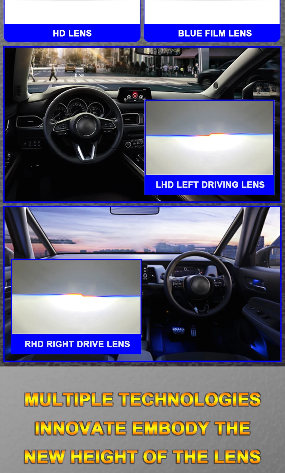 Car LED headlights double lens 3 inch square three direct laser light super bright 90 watt high power H7 H11Projector headlights