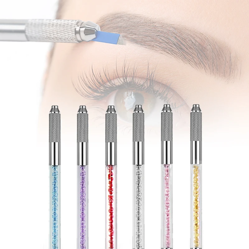 Professional Microblading Tattoo Pen with 14.2cm Length Stainless Steel and Plastic Double Head Design for Eyebrow Microblading