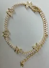 Jewelry Diamond Hip Hop Women Jewelry Iced 18k Gold Tennis Necklace Diamond Butterfly Choker
