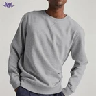 2021 China Manufacturer Cotton Blend Stock 300gms Custom Fleece Gray Printed Crewneck Sweatshirt Men