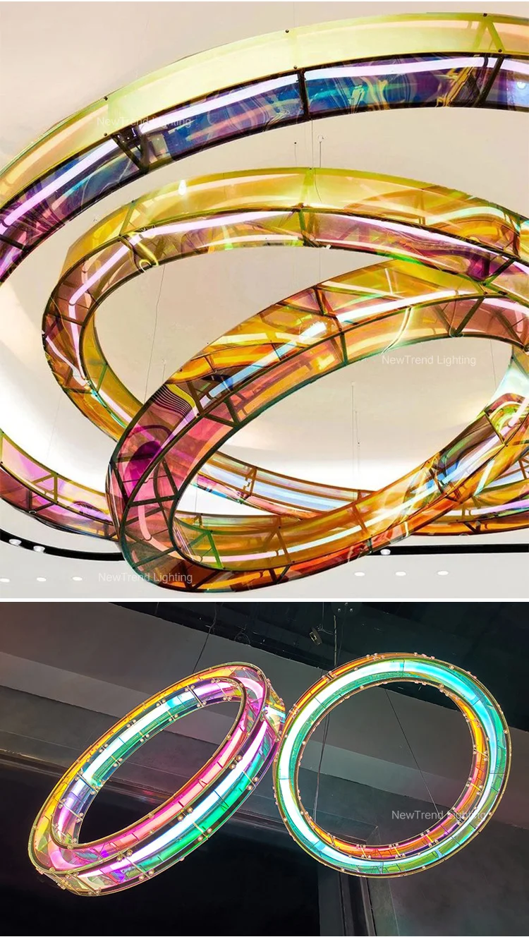 CPL-317 Modern Indoor Decoration Hanging Lighting Villa Hall Hotel Lobby Mall Acrylic Ring LED Chandelier Light details