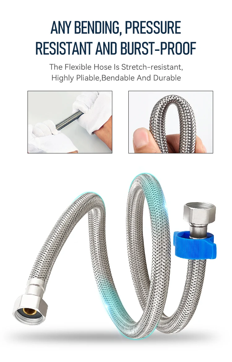 FANSKI Modern Design Style Stainless Steel Braided Flexible Kitchen Faucet Hose for Water Plumbing System factory