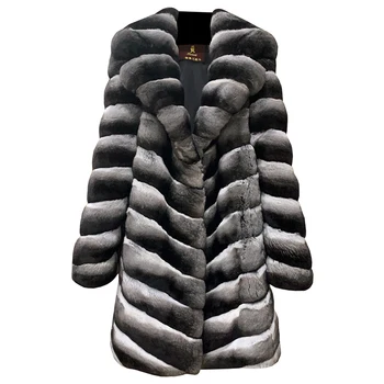 Stunning Furs luxury coats for women real Chinchilla Fur Coat Winter Fashion Chinchilla Oversize Long Jacket