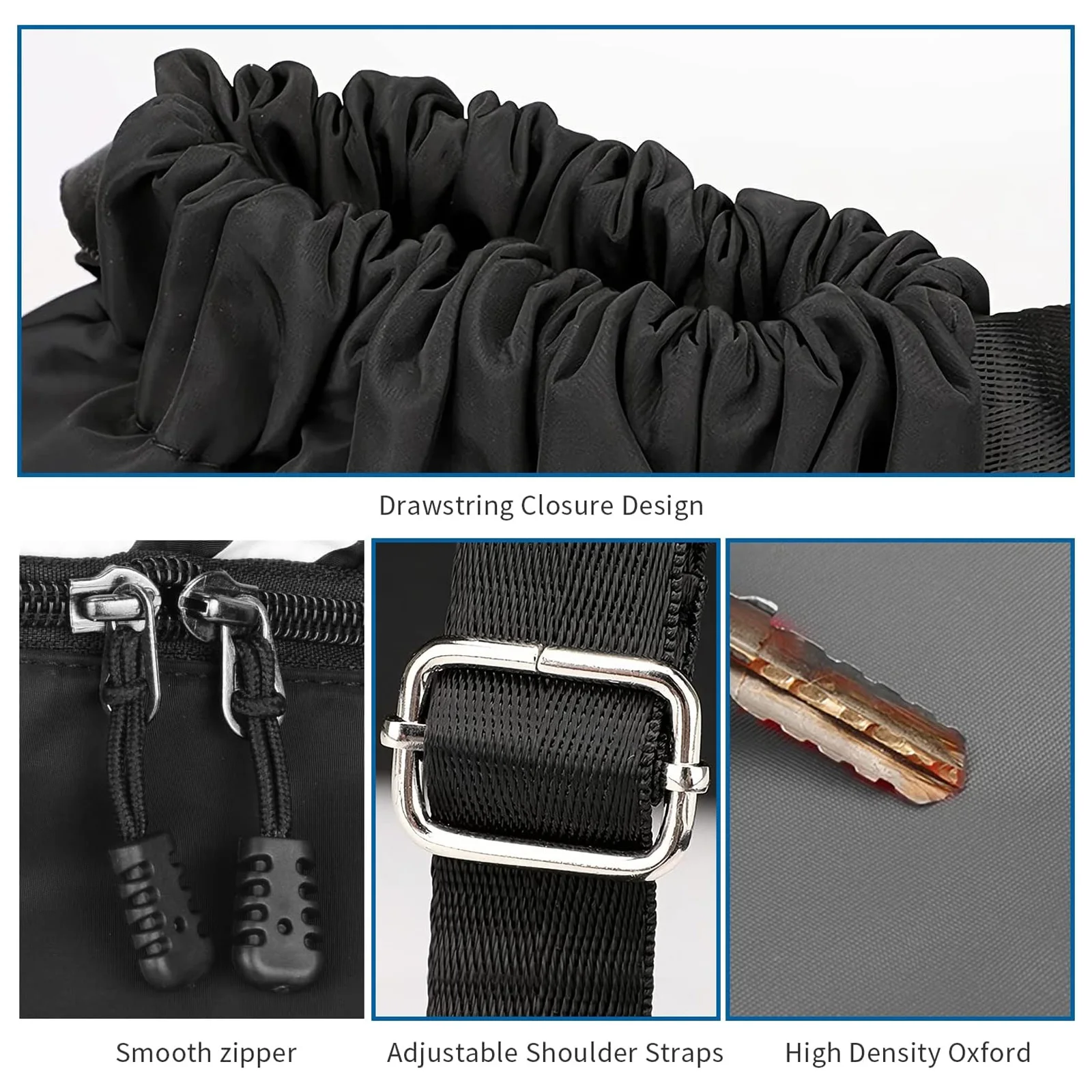 Fashion multi-pocket design waterproof rope bag Gym sports with shoe room side mesh bag pull rope backpack