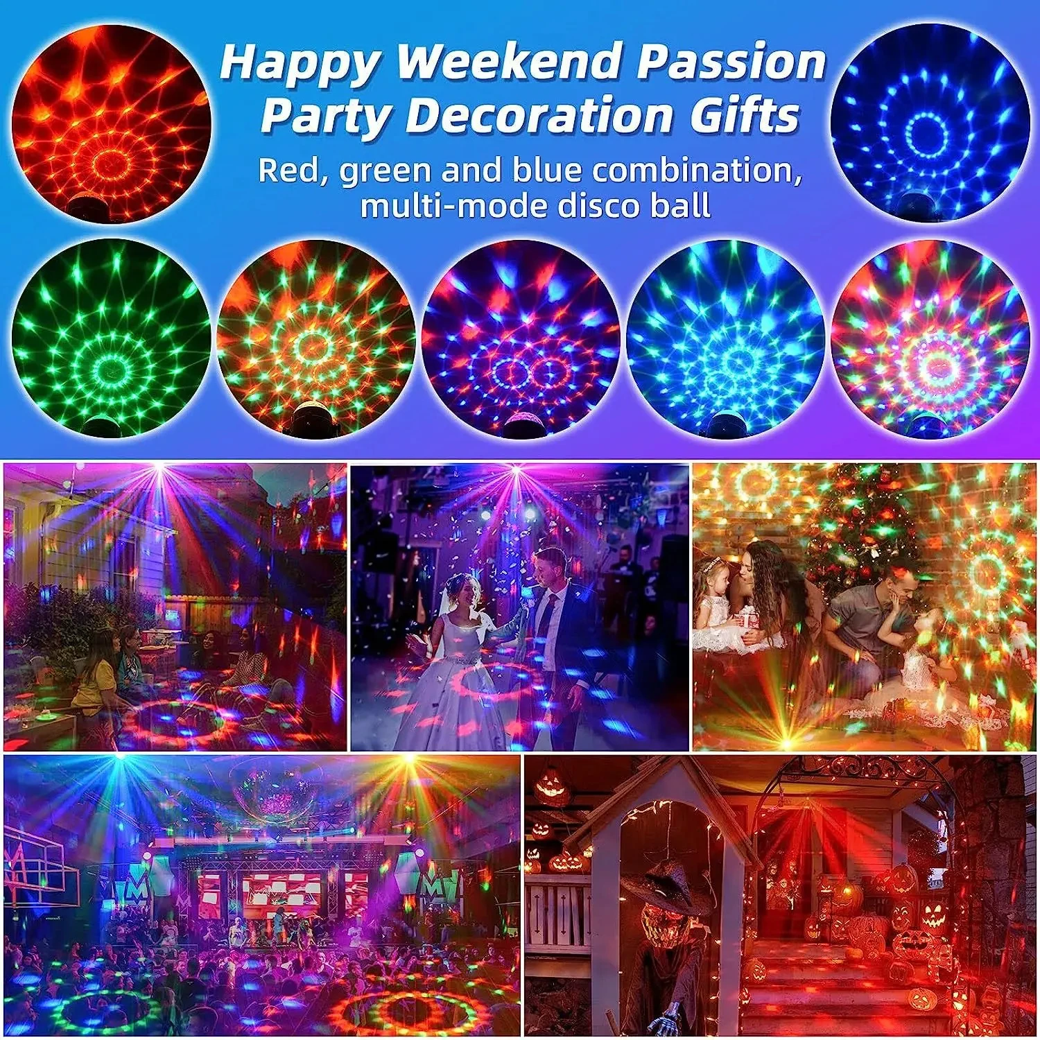 Birthday wedding flash 7 color parking lights Sound controlled remote control DJ Disco bar party stage lighting