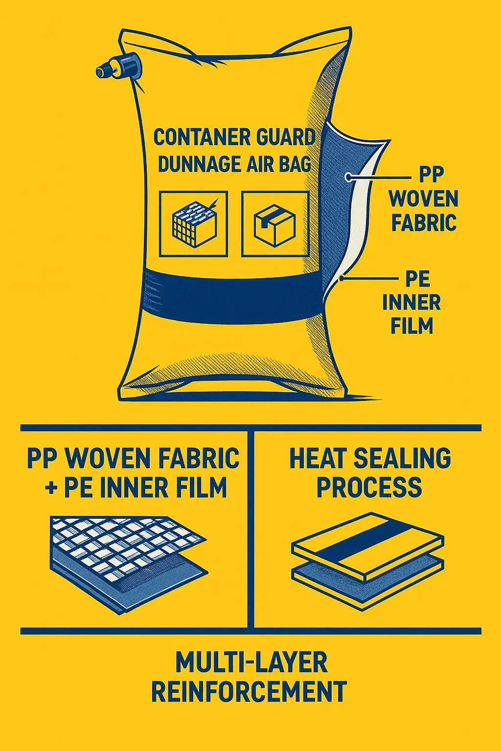 PP Material Inflatable Bag Fillers Lightweight Portable Protective Cushioning Material for Dunnage Airbags Valve Container - detail 4