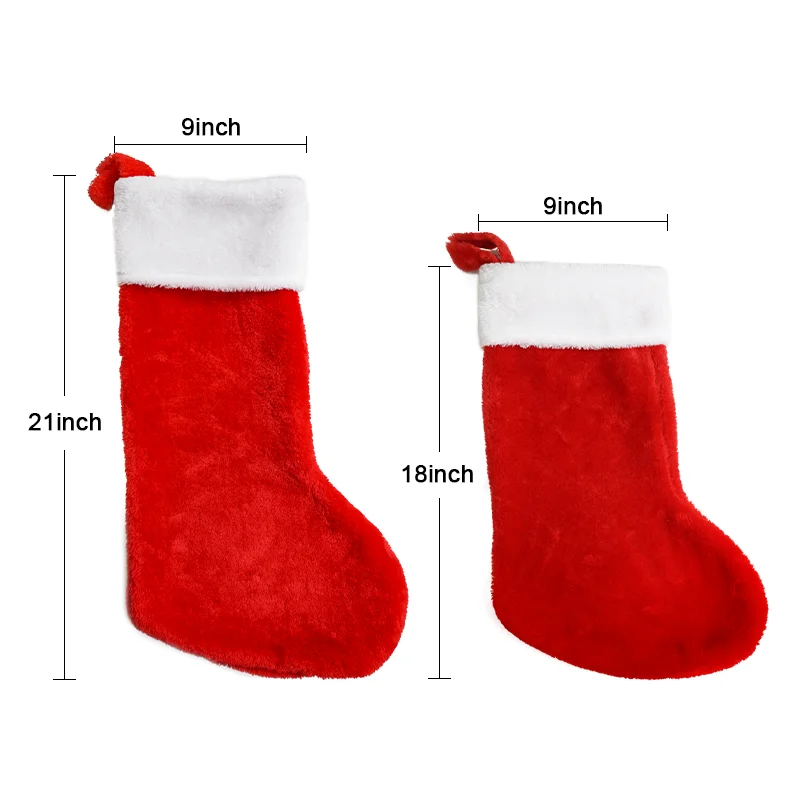 Christmas Gift Bag Party Decoration Hanging Plush Christmas Stocking Socks With Custom Logo