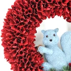 Christmas Family Popular Pine Nut Squirrel Red Wood Flower Wreath For Christmas Family Decoration