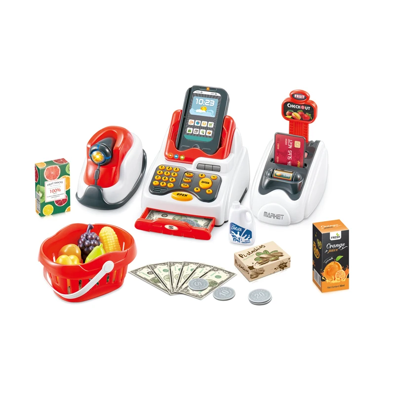 Plastic pretend play home big supermarket electronic kids cash register toys