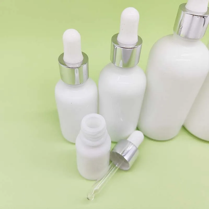 100ml hot sale glass essential oil bottle white porcelain bottle with aluminum dropper essence bottle-27