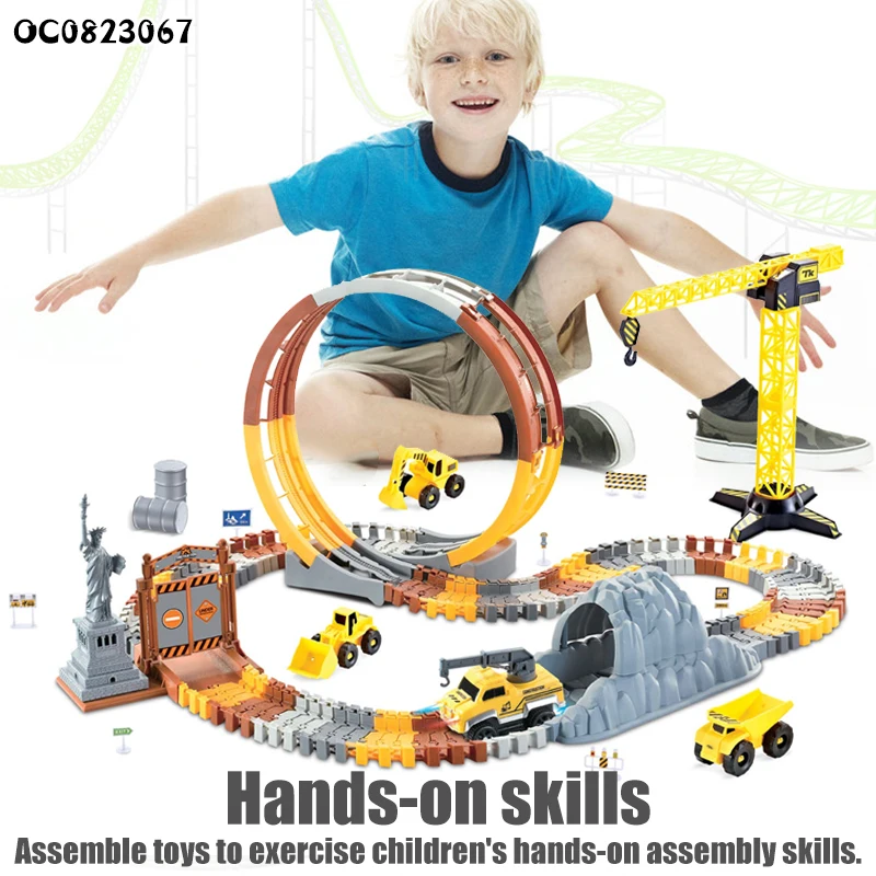 3d assemble game flexible construction toys car race rolling tracks toy