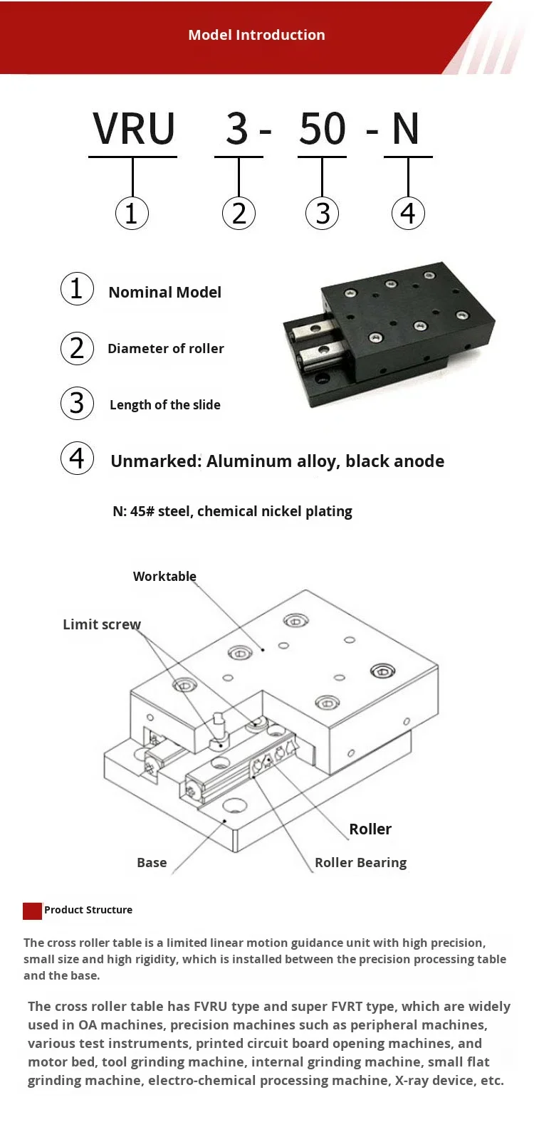 product vru simple linear x axis sliding table slider cross roller guide single axis displacement table workbench with motor and gear-20