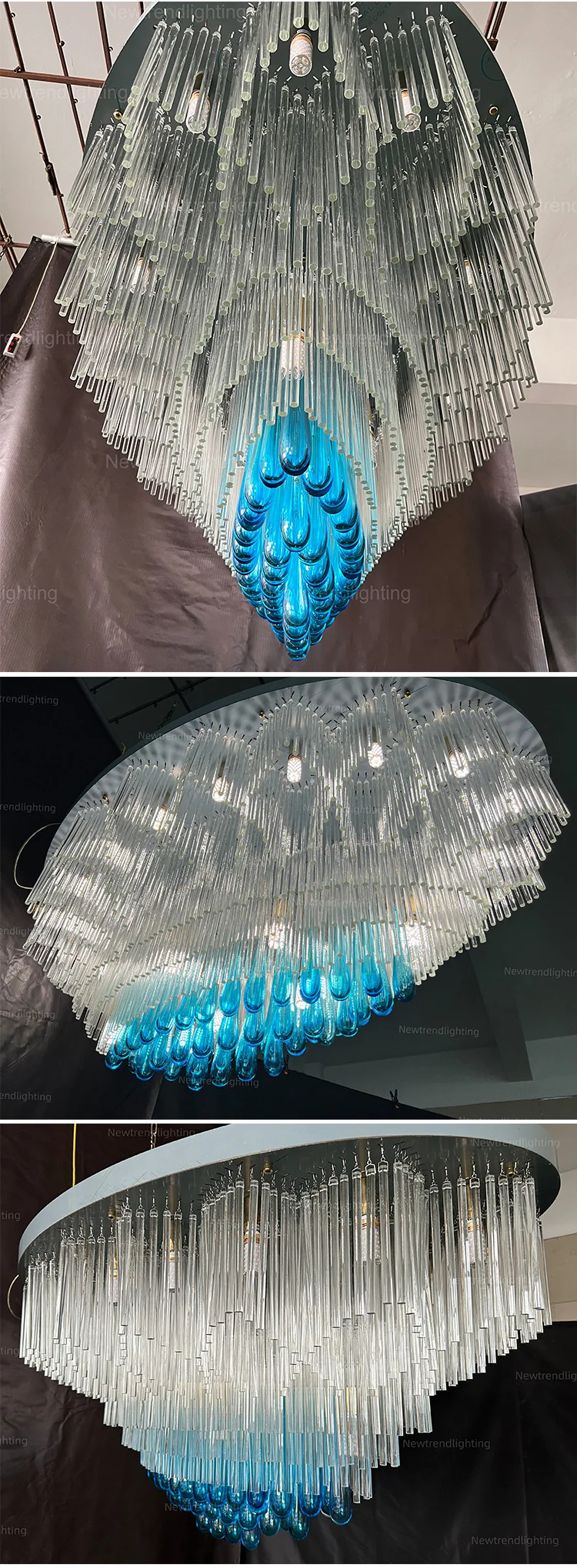 CPL-285 Luxury Indoor Decoration Fixture Custom Hotel Lobby Hall Large LED Ceiling Chandelier factory