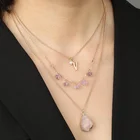 Stone Pendant Hot Selling Women Simple Water Drop Resin Amethyst Natural Stone Gemstone Pendant Necklace