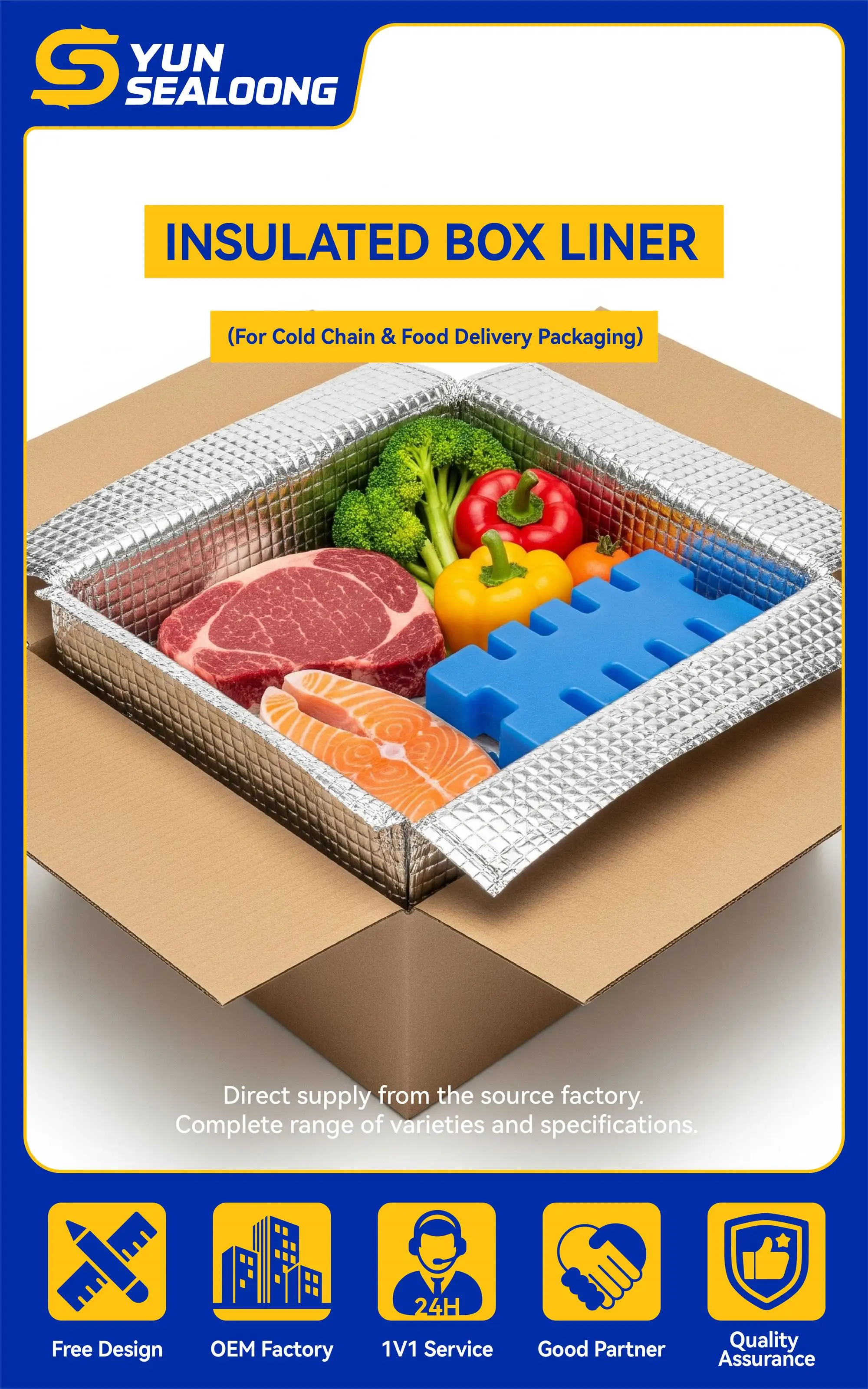 Custom Printed Disposable Insulated Bag & Box Liner for Cold Chain & Food Delivery Packaging Premium Quality & Eco-Friendly