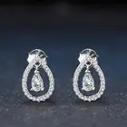 Earrings Earring Teardrop Hollow Full Cubic Zircon Stud Earrings Dark Blue Gemstone Jewellery Dangling Earring