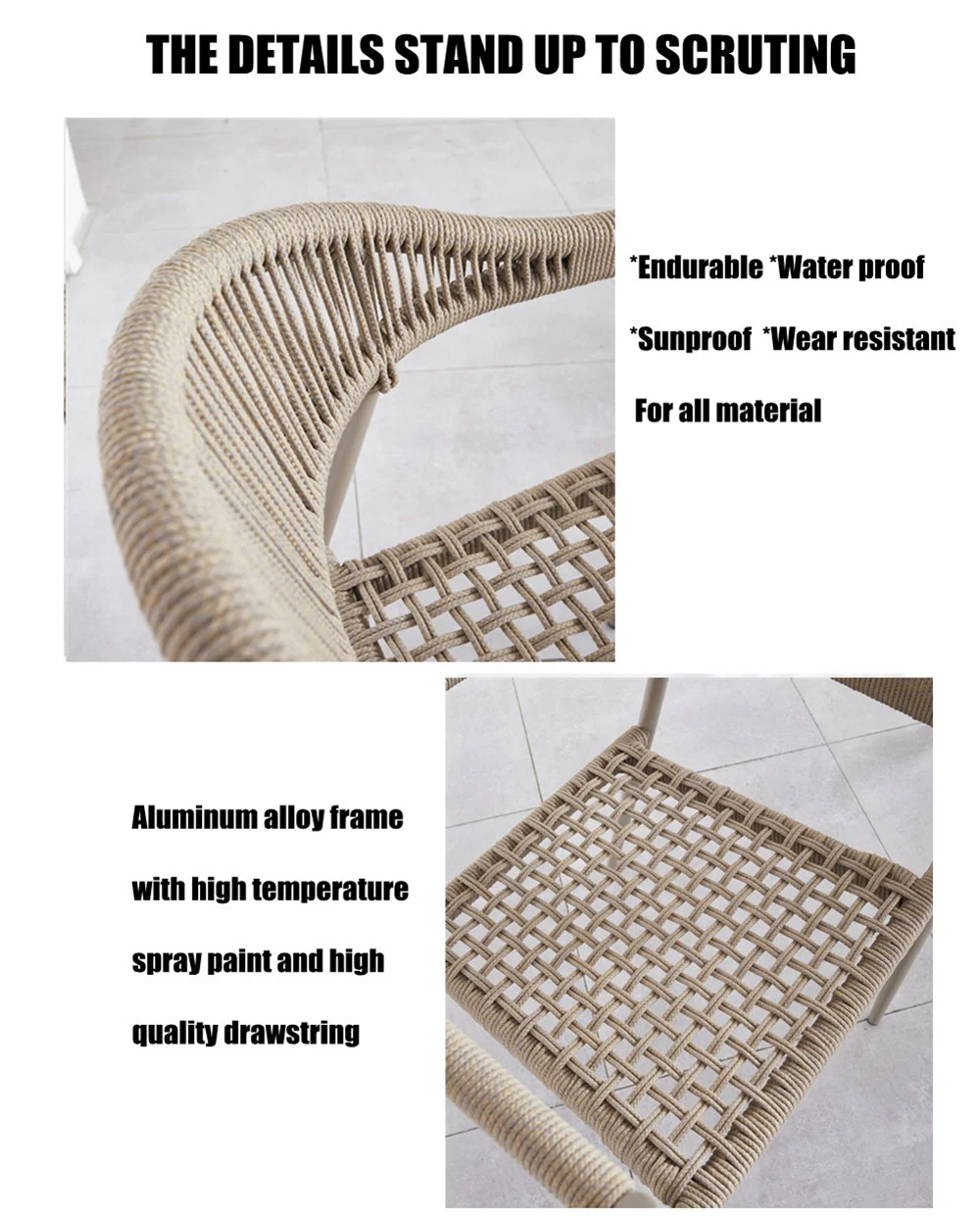 Outdoor garden furniture woven rope chairs office living room chairs cast Iron aluminium plastic rattan mesh chairs