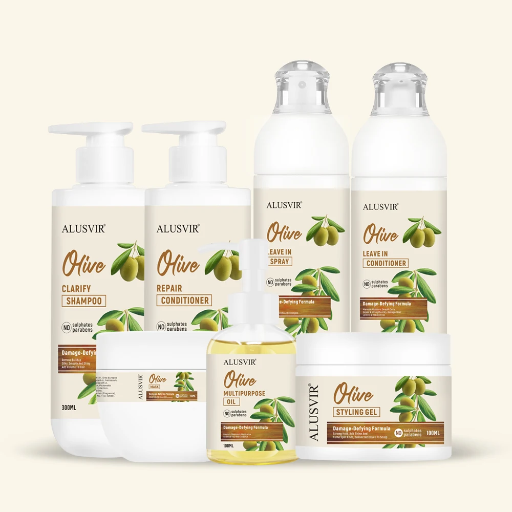 Private Label Hair Care Products Olive Oil Hair Oil Shampoo And Conditioner Edge Control Mask Leave In Conditioner Hair Care Set
